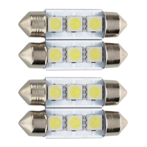 4x C5w 3 Led Smd 5050 36mm Plaque Blanc Ampoule Navette Festons Dome Plafonnier Voiture