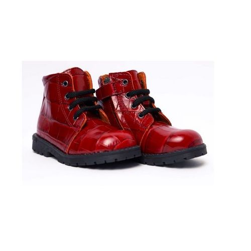 Cuir Bottines Imitation Croco 21 Bebe Bottillons Rouge Vernis Chaussures Semelle Antiderapante Lacets Et Soufflets Confort Marche Soutien Pieds Boots Petit Enfant Souliers Debutant