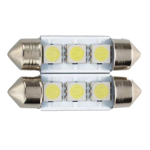 2x C5w 3 Led Smd 5050 36mm Plaque Blanc Ampoule Navette Festons Dome Plafonnier Voiture