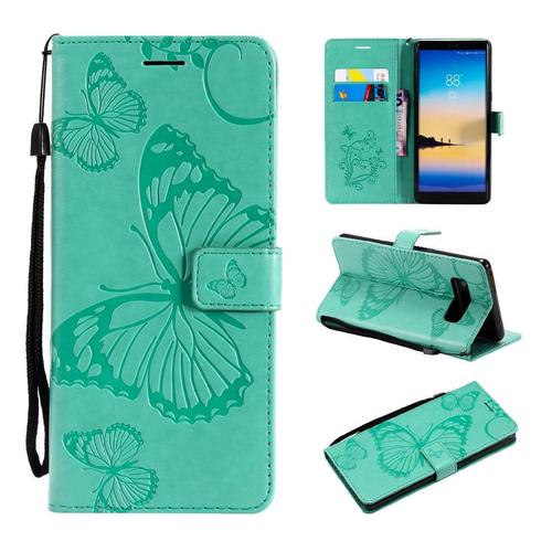 Étui Pour Samsung Galaxy Note 8 Couverture Antichoc Avec Support De Fente Pour Carte Couverture Magnétique Flip Kickband Cuir Pu - Vert