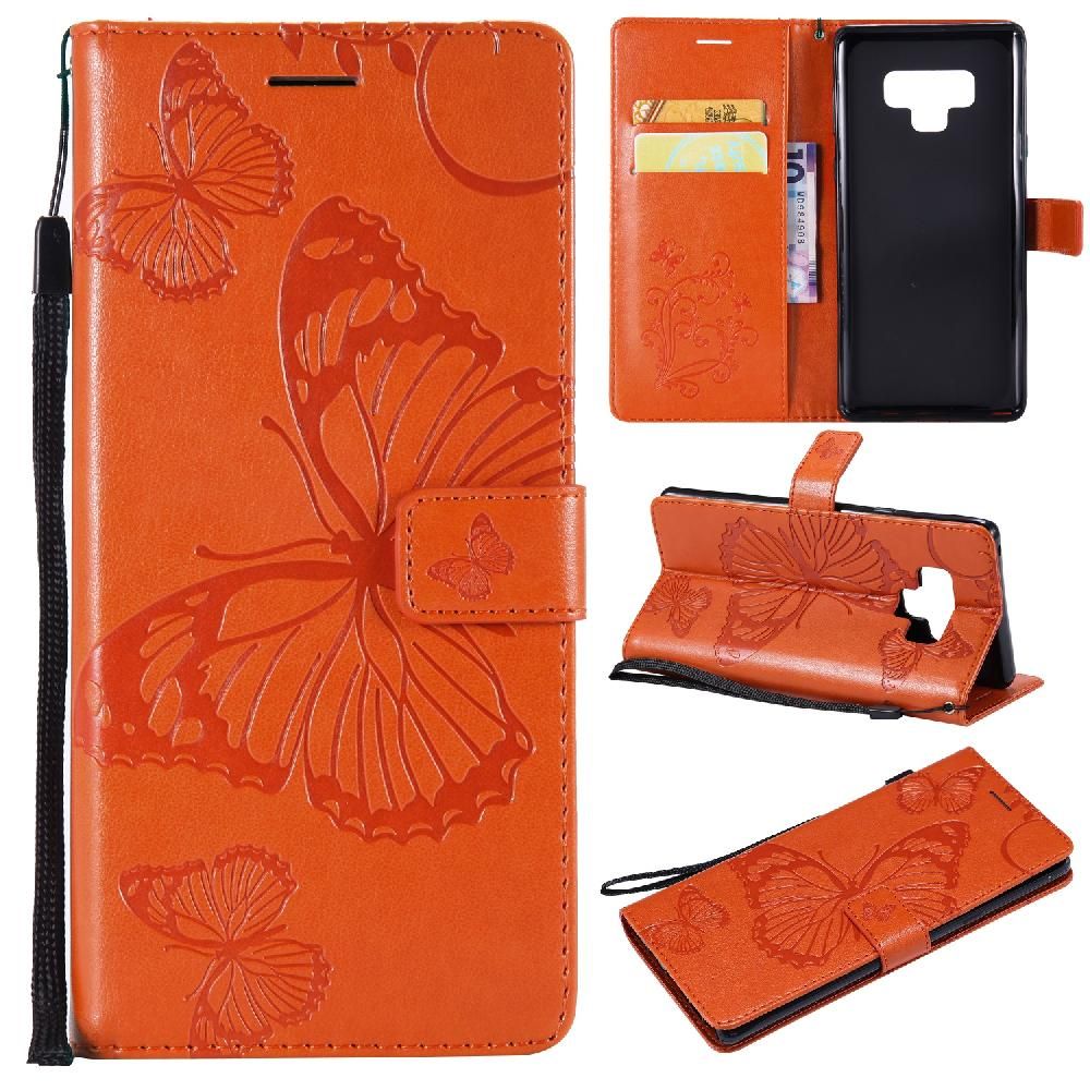 Étui Pour Samsung Galaxy Note 9 Cuir Pu Flip Kickband Couverture Antichoc Couverture Magnétique Avec Support De Fente Pour Carte - Orange