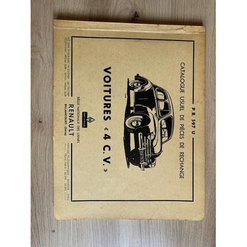 Catalogue Des Pieces Renault 4cv   P.R 597u