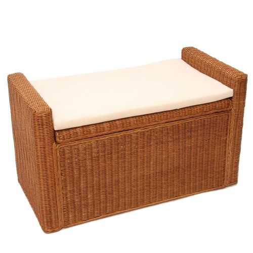 Coffre De Stockage, Banquette M92 Rotin Avec Coussin Kissen 88cm   Doré