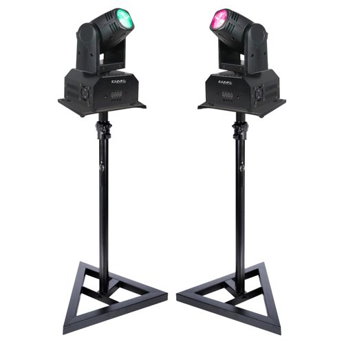 Pack 2 Lyres DMX LED RGB Ibiza Light LMH250-RC 10W Spot - 2 pieds Supports SST02 - Soirée DJ Fête Anniversaire Professionnel