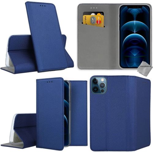 Housse Etui Coque Pochette Portefeuille Pour Apple Iphone 12 / 12 Pro + Film Ecran - Noir Magnet