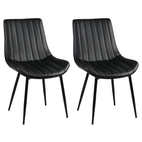 Carolann - Lot De 2 Chaises Noires Métal Et Pvc