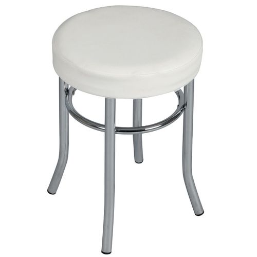 Todaro - Tabouret Acier Chromé Et Simili Blanc