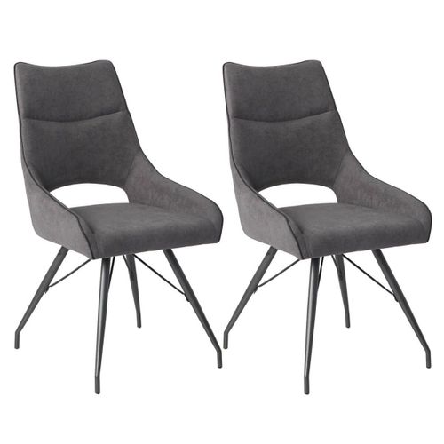 Amado - Lot De 2 Chaises Tissu Coloris Gris Anthracite