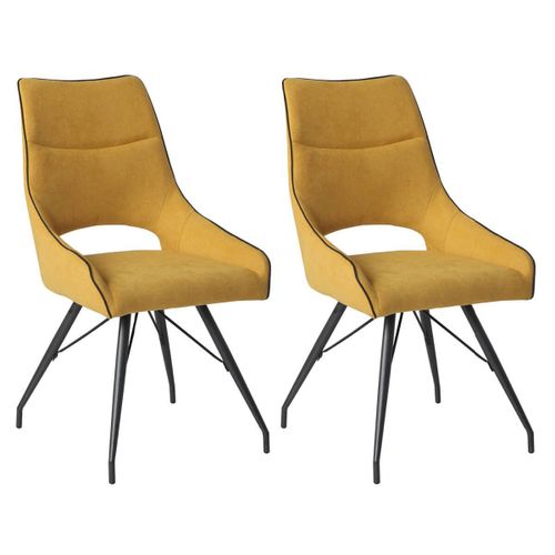 Amado - Lot De 2 Chaises Tissu Coloris Jaune
