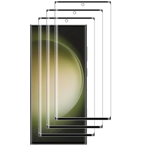 Hqselection® Lot De 3 Verre Trempé Pour Samsung Galaxy S23 Ultra 5g .Film De Protection D'écran Incurvé Couverture Complète Noir - Anti Rayures - Ultra Résistant Dureté 9h