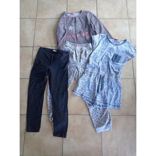 Lot De 3 Vêtements 10 Ans.(Pyjamas/Legging/Combinaison) Divers Marques (Tissaia, Nky, In Extenso, Etc)