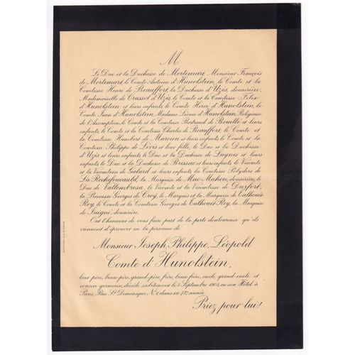 Comte D'hunolstein Duchesse De Mortemart Comte Henri De Beauffort De Crussot D'uzès De Bouillé Comte Humbert De Marcieu De Luynes De Brissac Vicomte De Galard De La Rochefoucauld De Mac Mahon