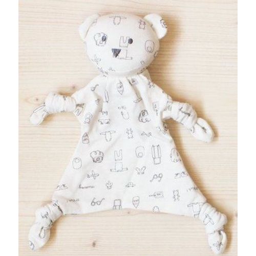 Doudou Ours Blanc & Gris Nomade Absorba Imprime Baby Oursons Nounours Avions Tetines Chaussons Bebe Voitures Lait Peluche Eveil Naissance Jouet Comforter Bear