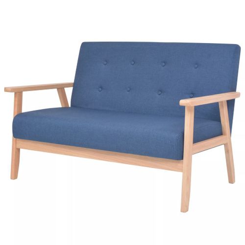Vidaxl Canapé À 2 Places Tissu Bleu