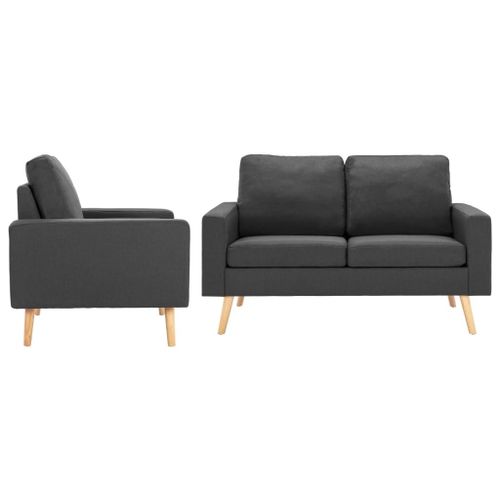 Vidaxl Ensemble De Canapés 2 Pcs Tissu Gris Foncé