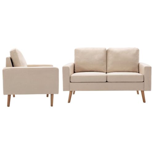 Vidaxl Ensemble De Canapés 2 Pcs Tissu Crème