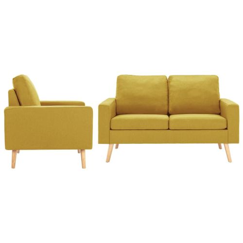 Vidaxl Ensemble De Canapés 2 Pcs Tissu Jaune