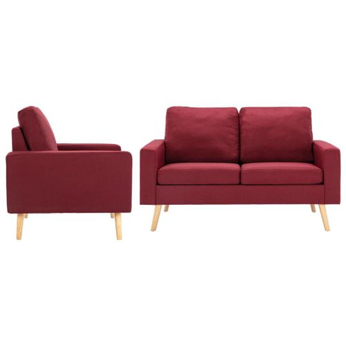 Vidaxl Ensemble De Canapés 2 Pcs Tissu Rouge Bordeaux
