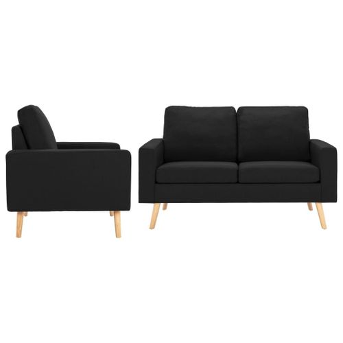 Vidaxl Ensemble De Canapés 2 Pcs Tissu Noir