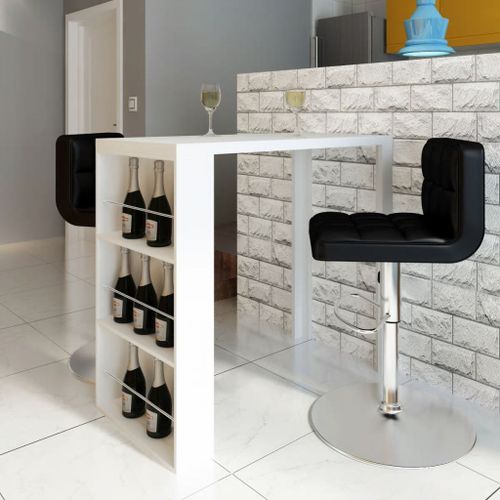 Vidaxl Table De Bar Mdf Avec Casier À Bouteilles Blanc Haut Brillance