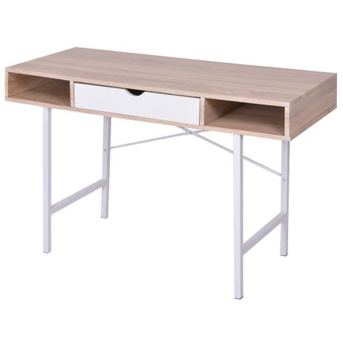 Vidaxl Bureau Avec 1 Tiroir Chêne Et Blanc