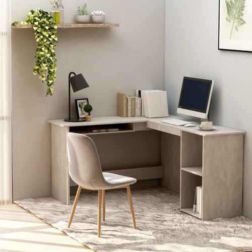 Vidaxl Bureau D'angle En Forme De L Gris Béton 120x140x75 Cm Aggloméré