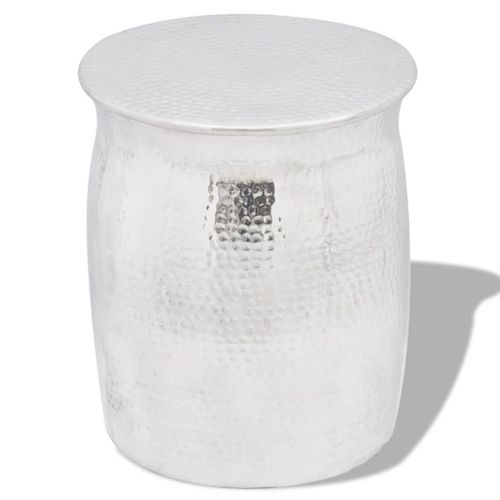 Vidaxl Table Basse/Tabouret Martelé En Aluminium Argenté
