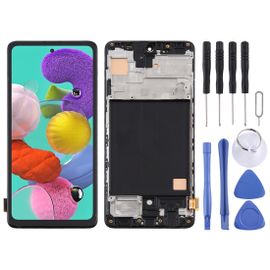Écran Samsung Galaxy A51 Lcd + Tactile Préassemblés (Tft Material) Sur Chassis Avec Outils (Noir)