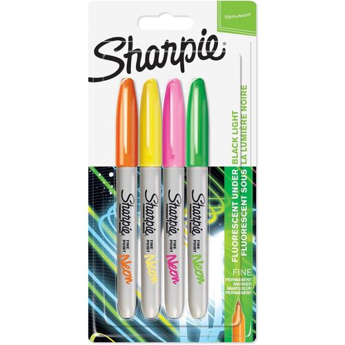 Sharpie Marqueur Permanent Fine Neon, Blister De 4