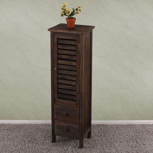 Commode / Armoire, 2 Tiroirs, 30x25x90cm, Shabby, Vintage   Marron