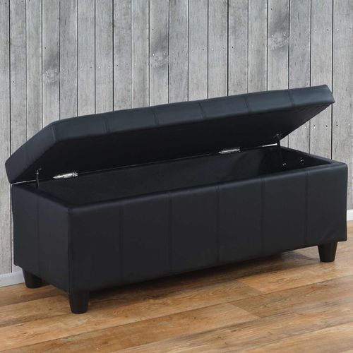 Banc/Banquette/Coffre De Rangement Kriens, 114x45x45cm, Similicuir   Noir Mat