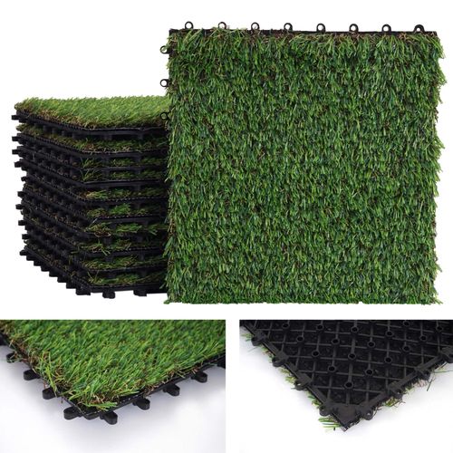 Carreau D'herbe Wpc-E13, Carrelage À Pelouse, Tapis De Gazon, Balcon/Terrasse, 11pièces À 30x30cm