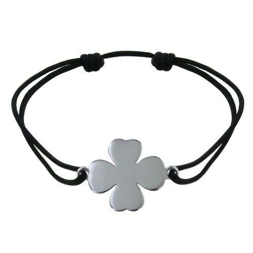 Les Poulettes Bijoux - Bracelet Argent Trèfle Lien Noir