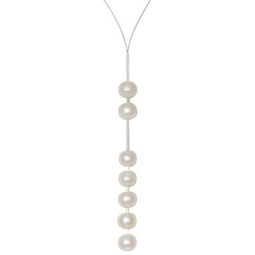 Les Poulettes Bijoux - Collier Câble Acier Perles De Culture 2 + 5 Perles 9mm - Classics