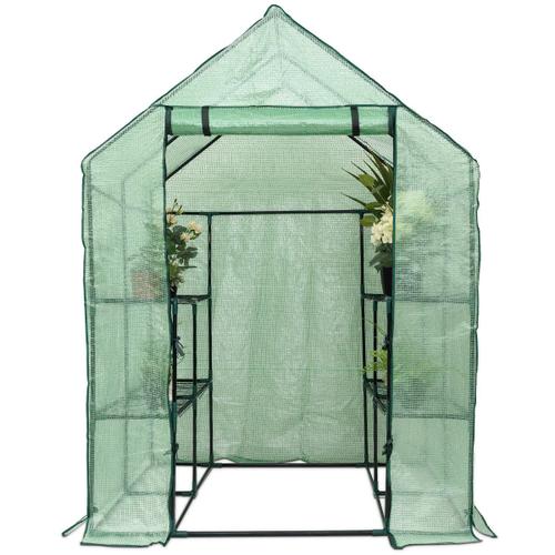 Serre De Jardin Chaude Serre À Légumes Tente Pour Plantes 8 Étagères Charge Max : 10 Kg Transparent 143 X 143 X 195 Cm Vert Helloshop26 20_0004947