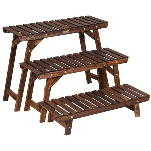 Étagère Pour Plantes En Bois 3 Niveaux Echelle Escalier Porte-Plante Longueur 70 Cm Charge 10 Kg Pour Jardin Terrasse Balcon Helloshop26 20_0005253