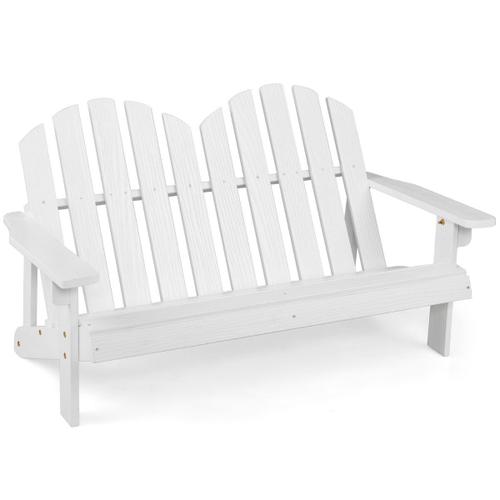 Chaise/Fauteuil De Jardin Adirondack 2 Places Pour Enfants En Bois De Sapin Avec Dossier 110 Degrés Accoudoirs Charge 100 Kg Blanc Helloshop26 20_0005119