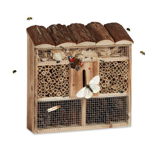 Hôtel À Insectes Matériaux Naturels Papillons Abeilles Coccinelles 31 X 30,5 Cm Helloshop26 2013076