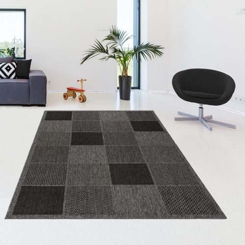 Tapis Extérieur 80x150 Tissé Kilim Gris Clair Et Gris Foncé Clair Sunsau 5