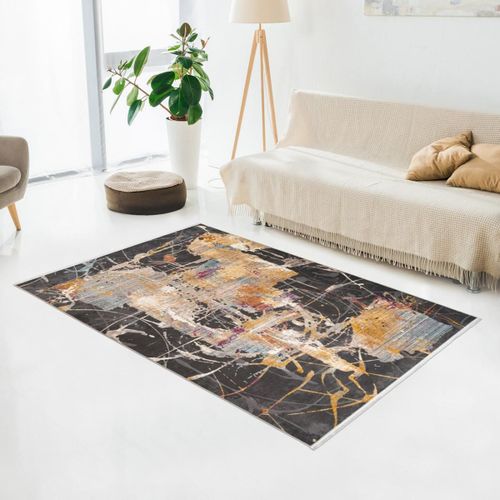 Tapis Entrée 80x150 Tissé Beige Et Gris Rectangle Motif Abstrait Arti 3