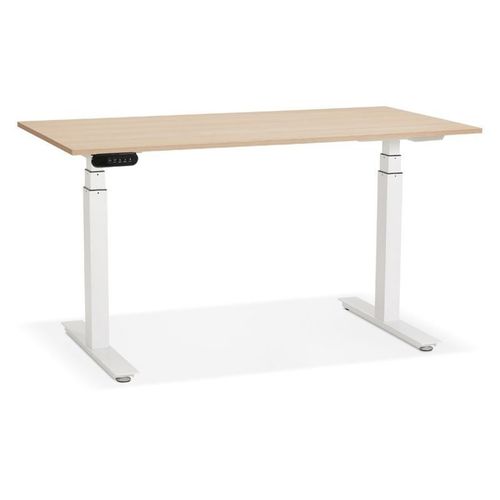 Paris Prix - Bureau Design Réglable "Électrique" 140cm Naturel & Blanc