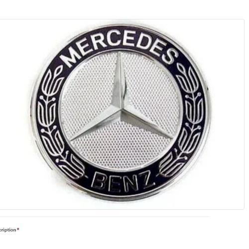 Logo Capot Mercedes Benz Noir 57mm Emblème Classe C E Clk S