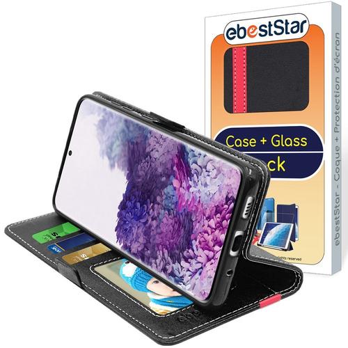 Ebeststar - Coque Samsung Galaxy S20, S20 5g Etui Portefeuille Porte-Cartes Support Stand, Noir / Rouge [Dimensions Precises Smartphone : 151.7 X 69.1 X 7.9mm, Écran 6.2'']
