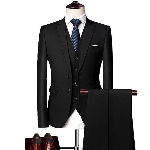 (Veste+Pantalon+Gilet)Costume Homme 3 Pièces Mariage Business Slim Fit Smoking Simple Poitrine À Deux Boutons, Men Suits 3 Piece Pour Fête Confort Blazer