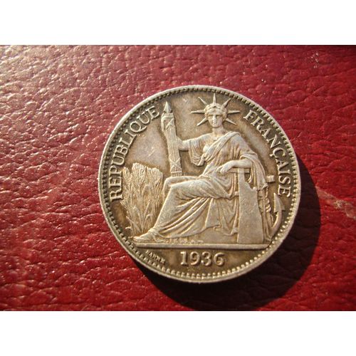 Pièce De 50 Centimes En Argent De L'indochie Française 1936 +Une 10 Centimes Même Type