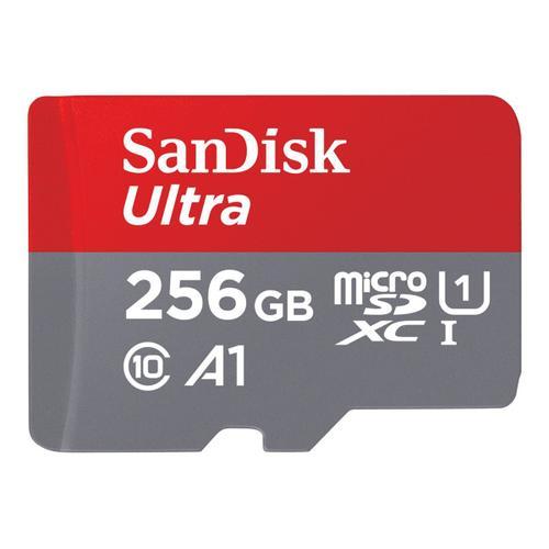 SanDisk Ultra - Carte mémoire flash (adaptateur microSDXC vers SD inclus(e)) - 256 Go - A1 / UHS Class 1 / Class10 - microSDXC UHS-I