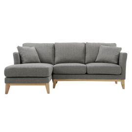 Canapé D'angle Gauche Scandinave En Tissu Gris Clair Déhoussable Oslo