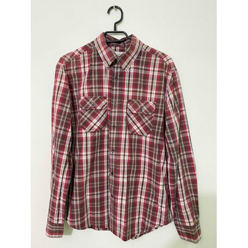 Chemise Coupe Droite Manches Longues À Carreaux Rouge/Marron/Blanche/Jaune Celio