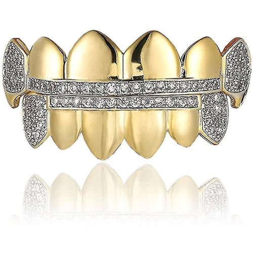 Grillz Pour Dents De Vampire Plaqué Or 14 Carats Avec Cz Glacé