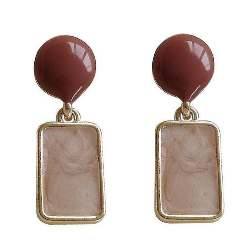 Boucles D'oreilles Rétro Géométriques : Goutte D'huile Contrastée Haricot Rouge